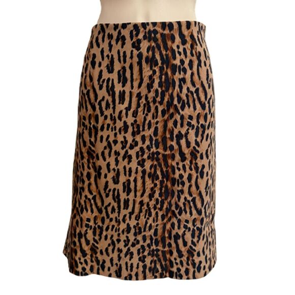 A.B.S by Allen Schwartz Leopard Print Black & Brown A-line Skirt Size 10P - Picture 3 of 12